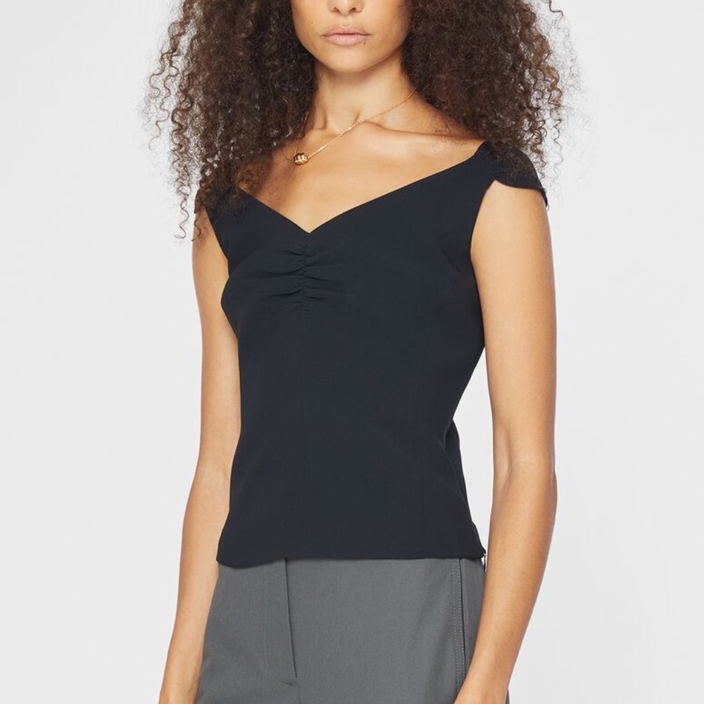 Open Neck Fitted Top - Brand New - NEVER WORN - Navy